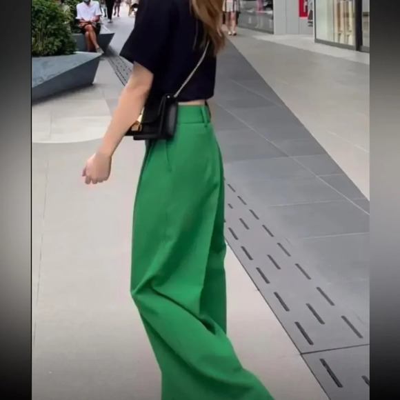 NWT ZARA HIGH WAISTED CROPPED STRAIGHT LEG PANTS - Picture 4 of 9